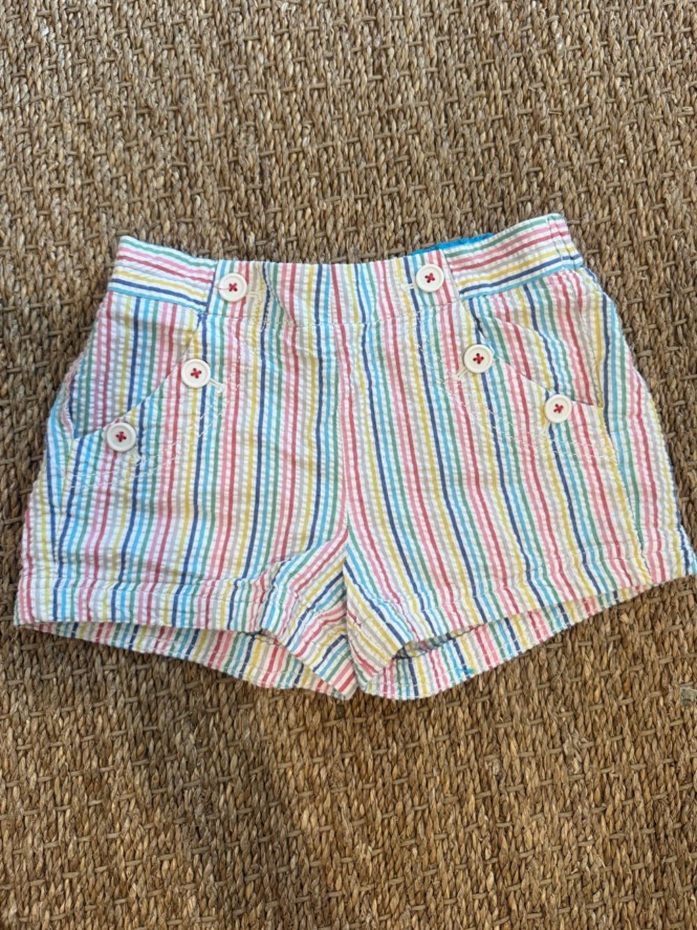 Mini Boden Multicolor Seersucker Sailor Shorts size 8